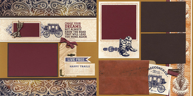 Western Pages by Club Scrap #clubscrap #scrapbooking #pagekit #efficientscrapbooking