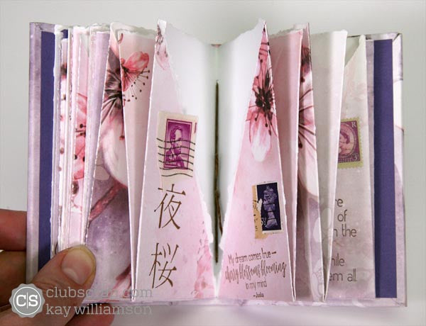 Stitched Pocket Book with Club Scrap's Cherry Blossoms kit