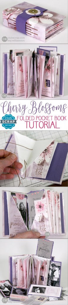 Stitched Pocket Book with Club Scrap's Cherry Blossoms kit