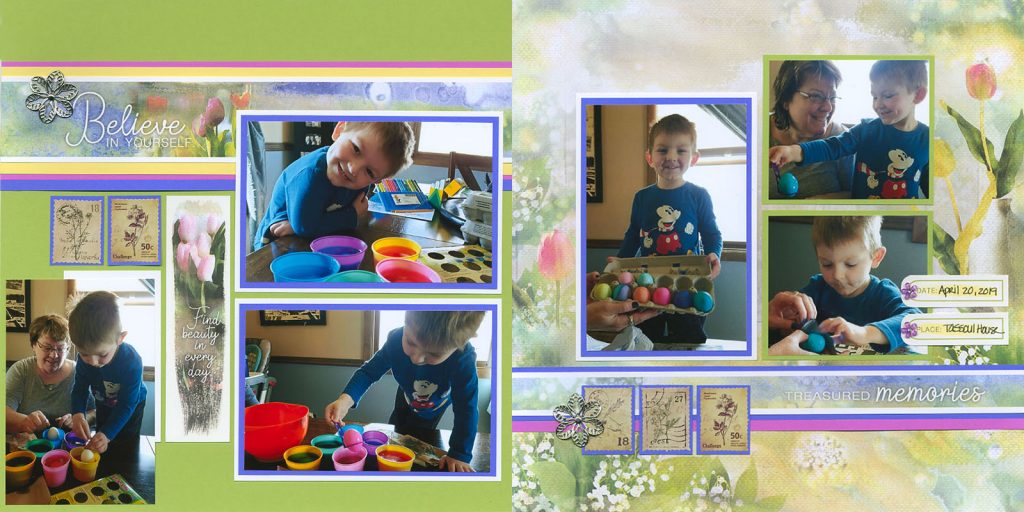 Easter photos on the In Bloom collection - Layout by Karen Wyngaard