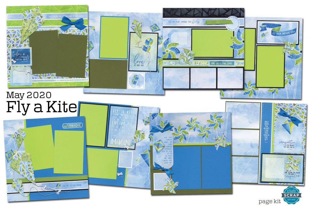 Fly a Kite Pages by Club Scrap #clubscrap #scrapbooking #pagekit #efficientscrapbooking