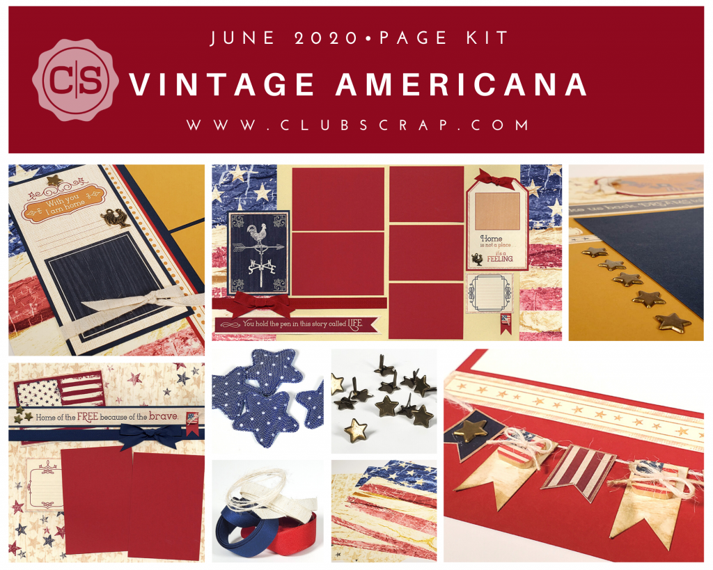 Vintage Americana Spoiler - Club Scrap's June Page Kit #clubscrap