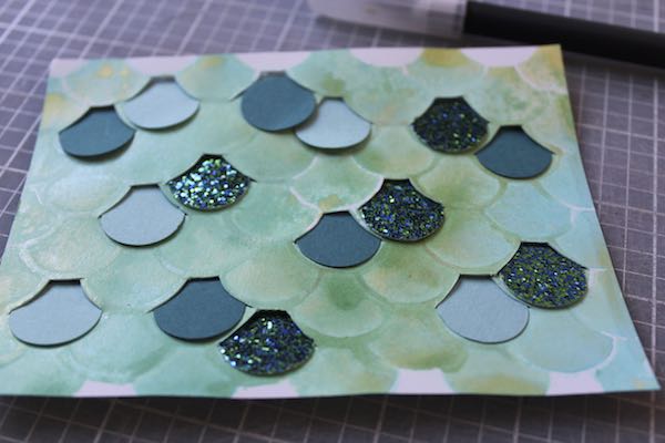 Mermaid Scales Lagoon Lite Stencil Technique #clubscrap #lagoon #mermaid #fishscales