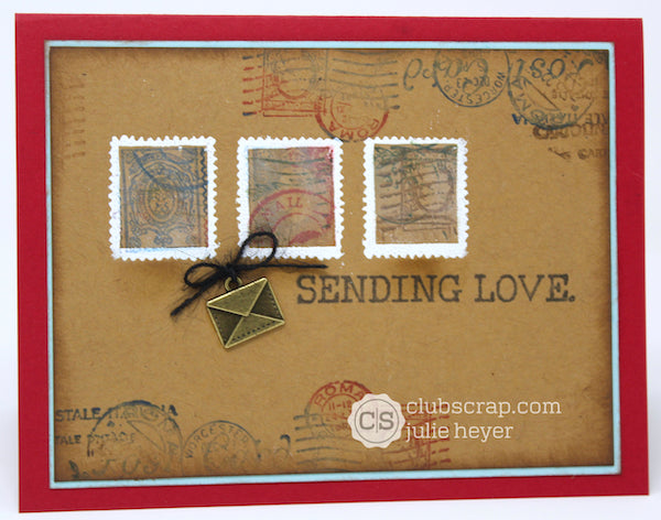 Faux Postage card #clubscrap #technique #stamps #postage #cards