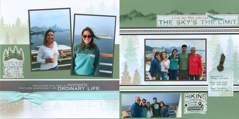 Alaskan cruise photos on Alpine page kit #clubscrap #scrapbooking #pagekit #pageformulas