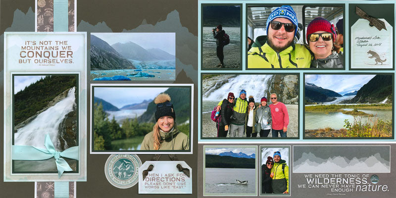 Alaskan cruise photos on Alpine page kit #clubscrap #scrapbooking #pagekit #pageformulas