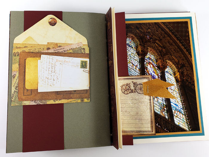 French Link Stitch Journal - Components with Steamworks Page kit #clubscrap #handmadebook #minialbum #album #minibook
