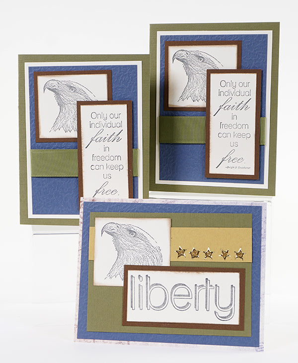 Honor the Brave Stamps - Turn the Honor the Brave page kit into a set of 22 stamped cards. #clubscrap #cardmaking #honorthebrave