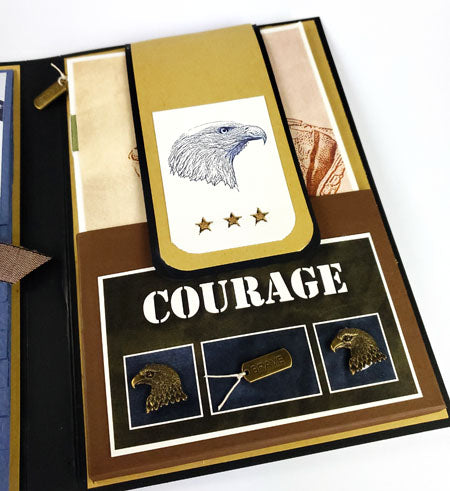 Make a keepsake album to honor a special military serviceman or woman in your life. #clubscrap #scrapbooking #handmadebook #minialbum #pagekit