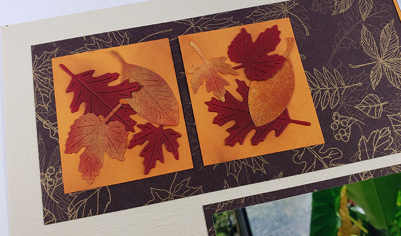 Layout featuring September Leaf dies by Karen Wyngaard