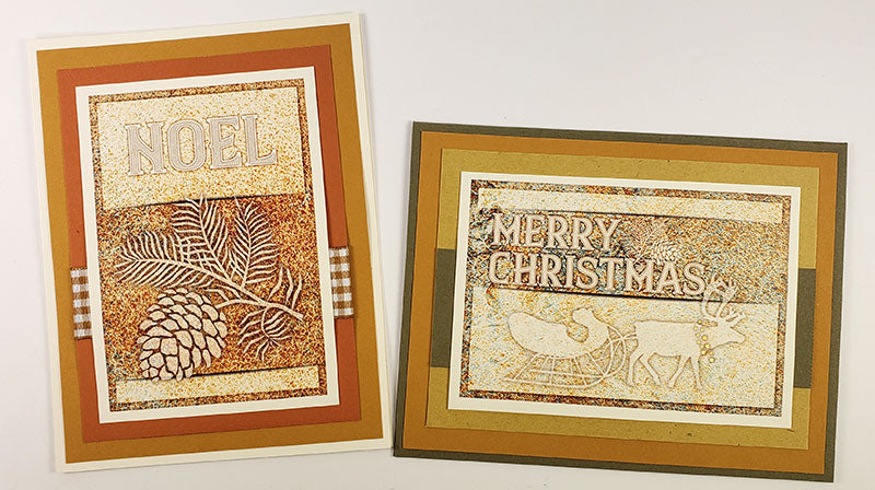 Lodge Christmas Cards - Make Lodge Christmas cards by pairing the Card Kit Holiday Cutaparts and Deluxe Card Formula #4 with papers from your stash. 