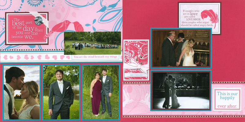 Love Birds Layouts by Club Scrap #clubscrap #weddingscrapbook #valentinesday