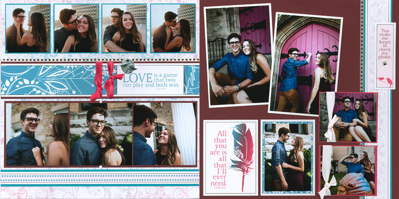 Love Birds Layouts by Club Scrap #clubscrap #weddingscrapbook #valentinesday