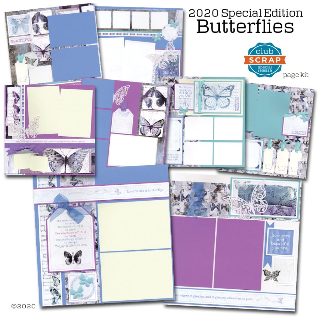 Butterflies Page Kit by Club Scrap #clubscrap #pagekit #scrapbooking #pagekitclub
