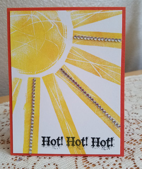 Sunburst block printing card by Lisa Dolezal #clubscrap