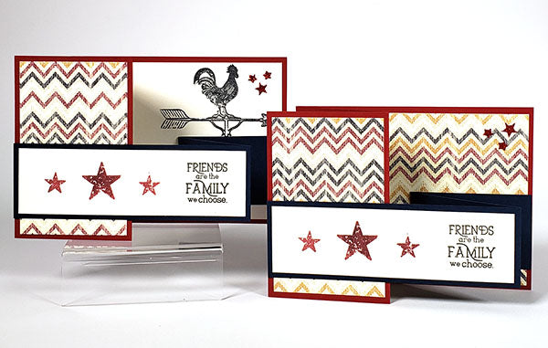 Vintage Americana stamped Z-fold card #clubscrap