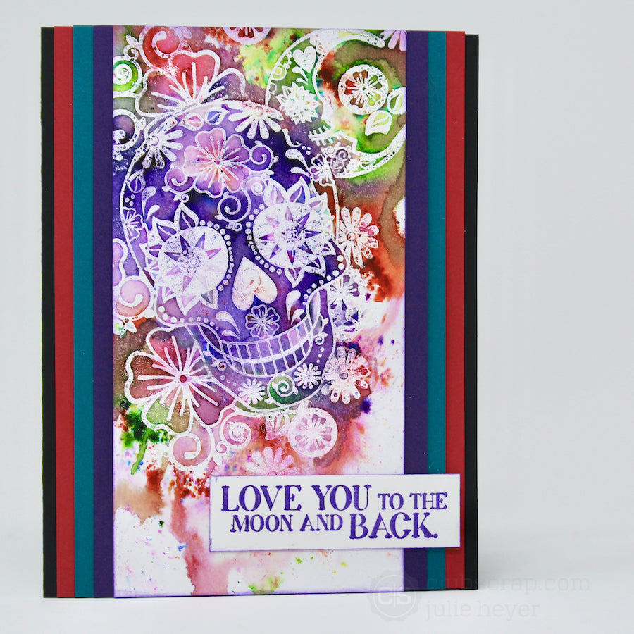 Dia de los Muertos Stamped Card #clubscrap #dayofthedead #diadelosmuertos #stamping #colorbursts #cards