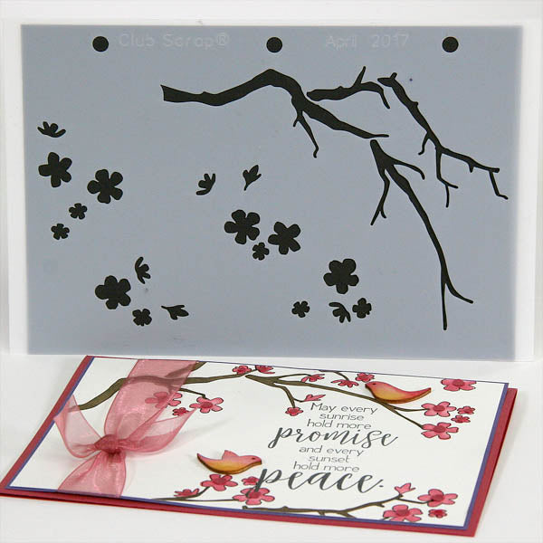 Club Scrap stenciled Cherry Blossoms card