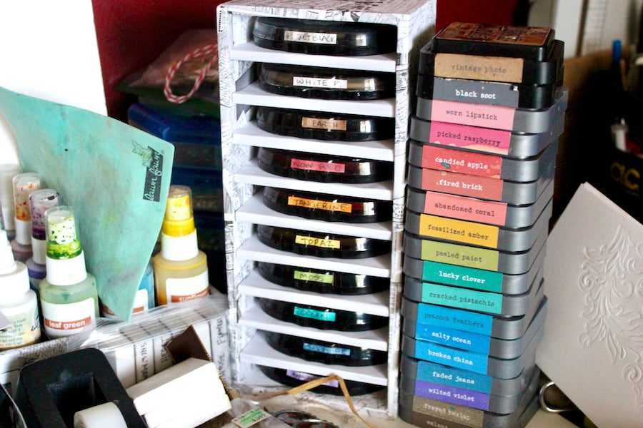 Ink Pad Storage Tower Project #pizzabox #organization #storage #recycle #clubscrap