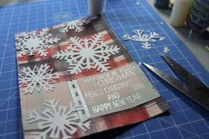 Inked Plaid Technique Tutorial card #clubscrap #plaid #sizzix #snowflakes