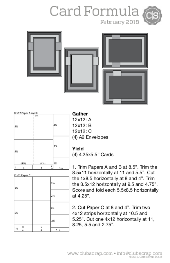 Club Scrap Card Formulas - So handy for making the best use of paper! #clubscrap #cardmaking