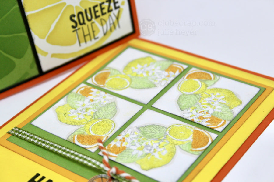 Stacked Squares Zest for Life Cards #clubscrap #citrus #cards