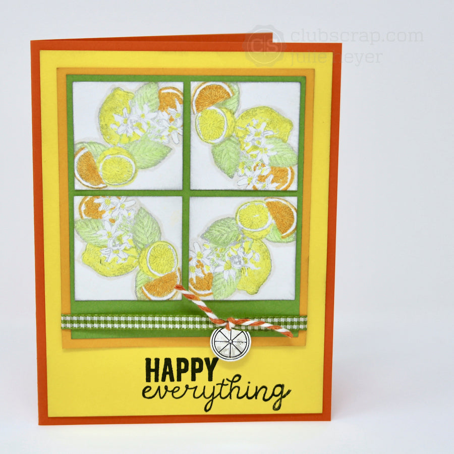 Stacked Squares Zest for Life Cards #clubscrap #citrus #cards