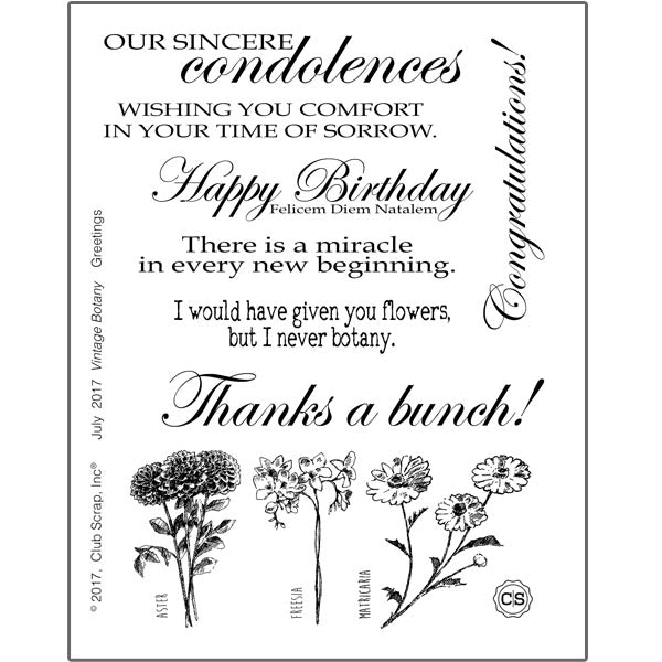 Club Scrap's Vintage Botany Rubber Stamped Greeting Cards, #clubscrap