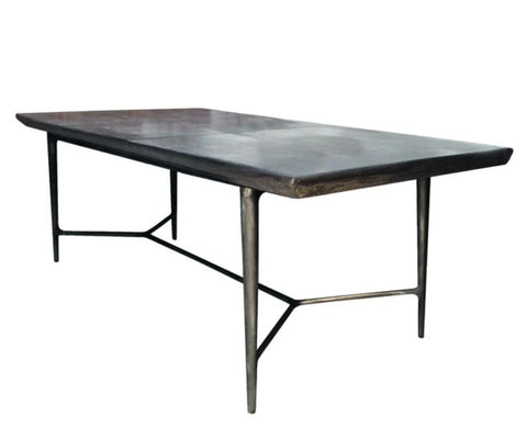 aluminum base rectangular dining table by Julie and Ev