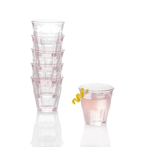 Pink Short Bistro Glasses stacked on top of one another