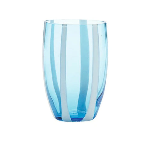 Handblown Italian Glass in Aquamarine and White