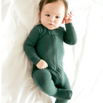 Load image into Gallery viewer, Deep Green Baby Footie
