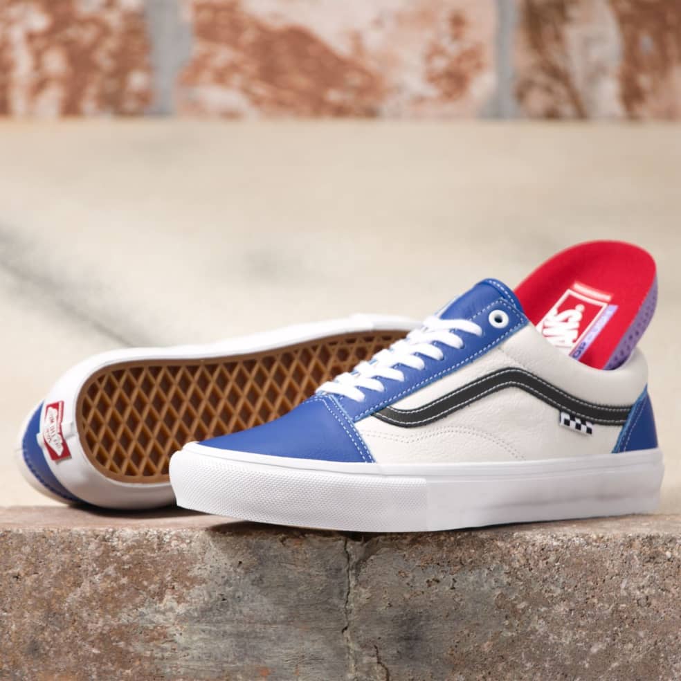 blue white and red vans