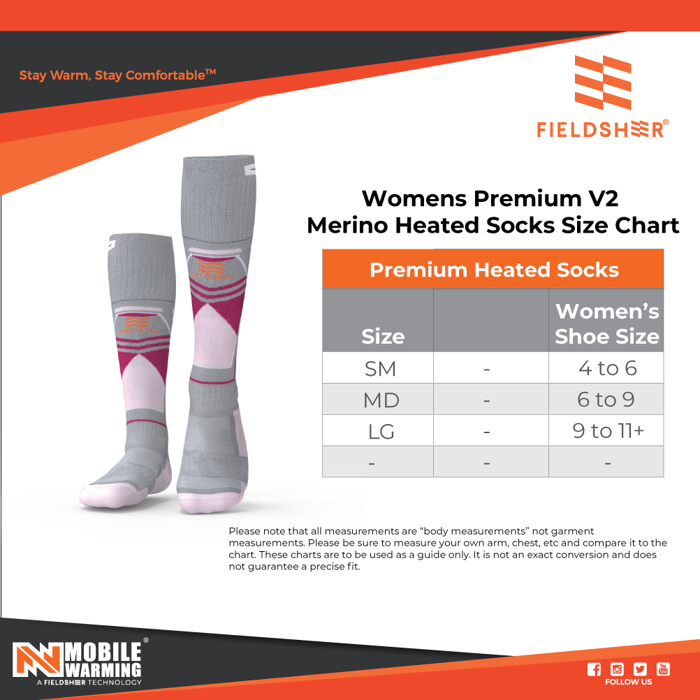 Mobile Warming Technology Sock Premium 2.0 Merino Heated Socks Women's  Heated Clothing