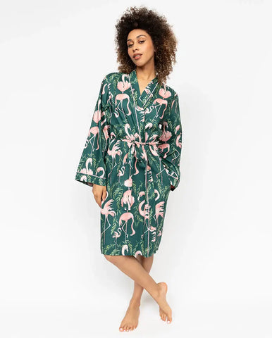 Ivy Flamingo Print Robe Cotton Modal | Cyberjammies