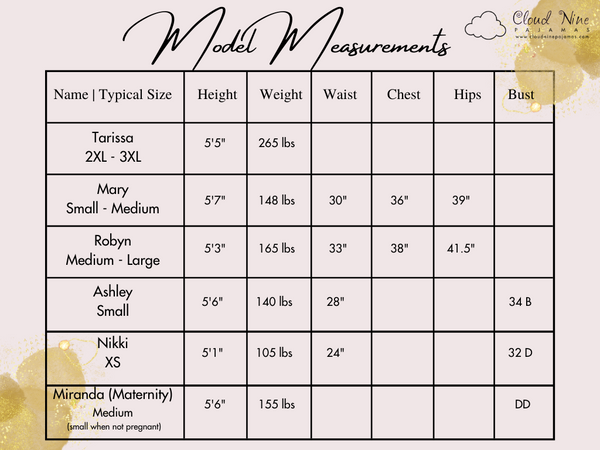 model sizing for fall launch pictures