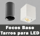 Focos tarros de superficie para bombillas LED redondos o cuadrados