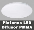 Plafones LED con difusor de policarbonato PMMa en redondo o cuadrado