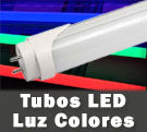 Tubos LED colores en luz azul, verde y roja