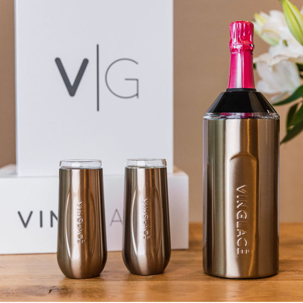 Vinglacé® Wine Bottle Insulator & 2 Glass Gift Set, Laser