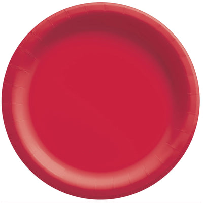 10" Round Paper Plates, 50 Count. - Apple Red