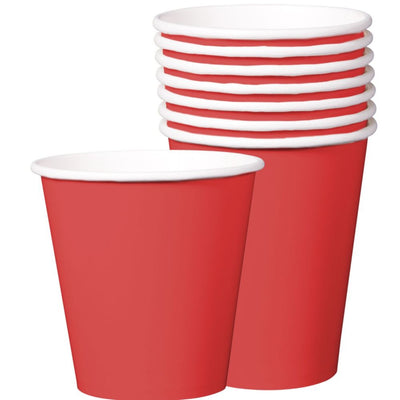 Apple Red Economy Solid Paper Cups, 9Oz.
