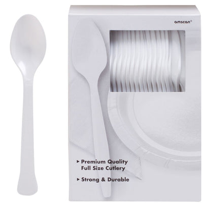 Big Party Pack Frosty White Plastic Spoons