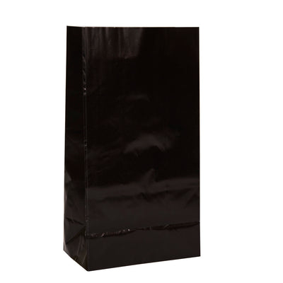 Black Paper Party Bags, 12 Count