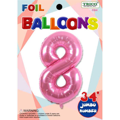 Foil Balloon - Jumbo Number 34" Pink 8