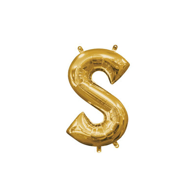 Foil Balloon - Mini Letter Gold S 16 Inch Air-Filled Only
