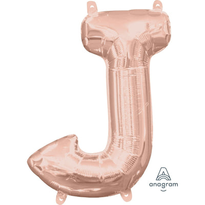 Foil Balloon - Mini Letter Rose Gold J 16 Inch Air-Filled Only