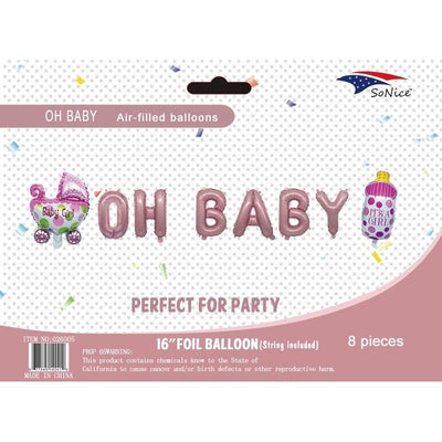 Metallic Balloon - Mini Phrase Oh Baby Pink