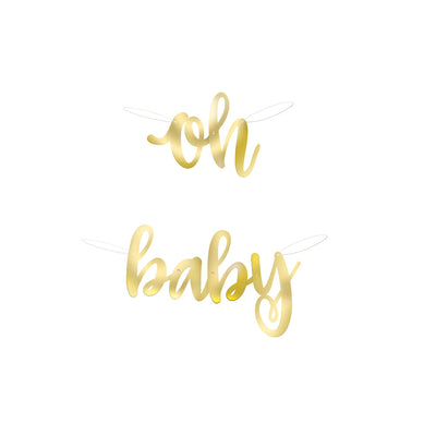 " Oh Baby" Gold Foil Script Banner, 2.8 Ft