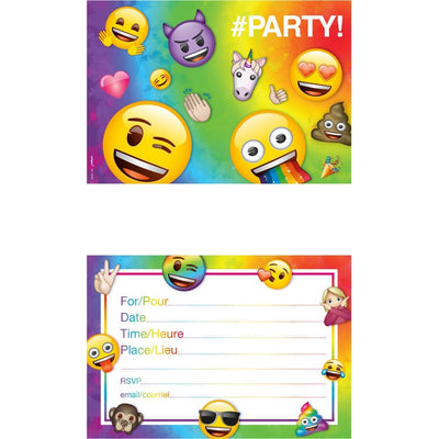 Rainbow Fun Emoji Invitations, 8 Count